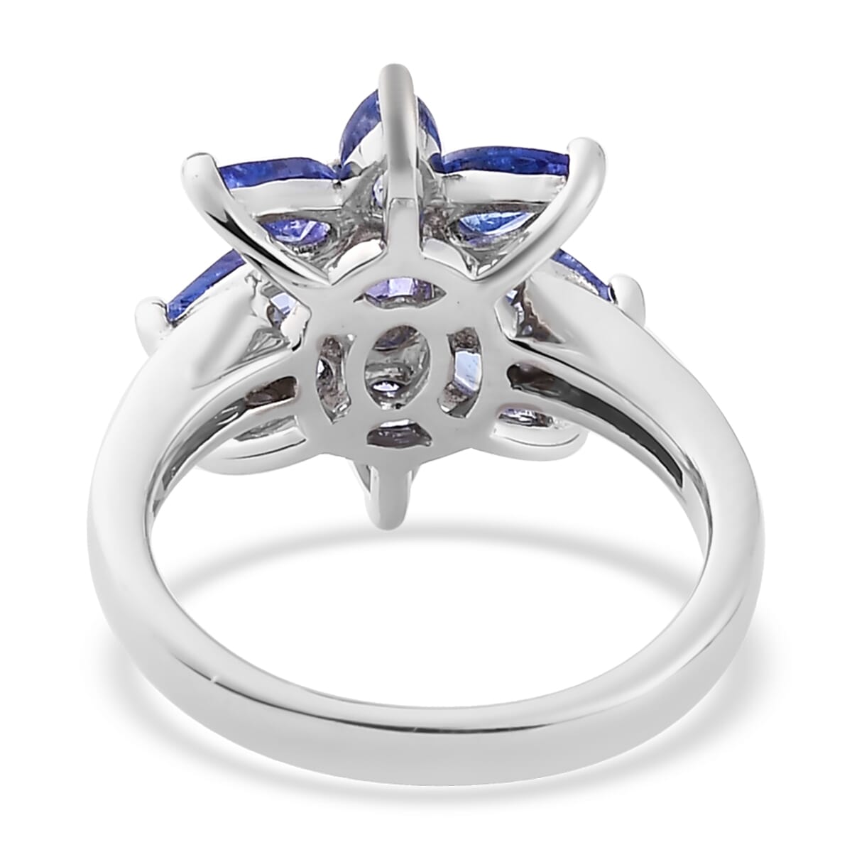 Tanzanite Floral Ring in Platinum Over Sterling Silver 1.85 ctw image number 4
