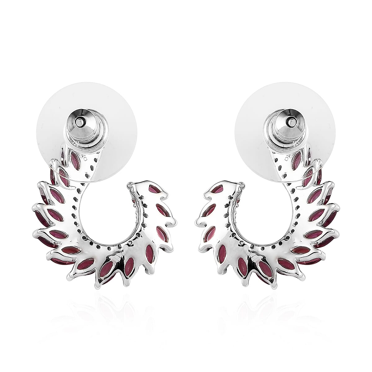 Tanzanian Rhodolite Garnet and White Zircon Earrings in Platinum Over Sterling Silver 3.20 ctw