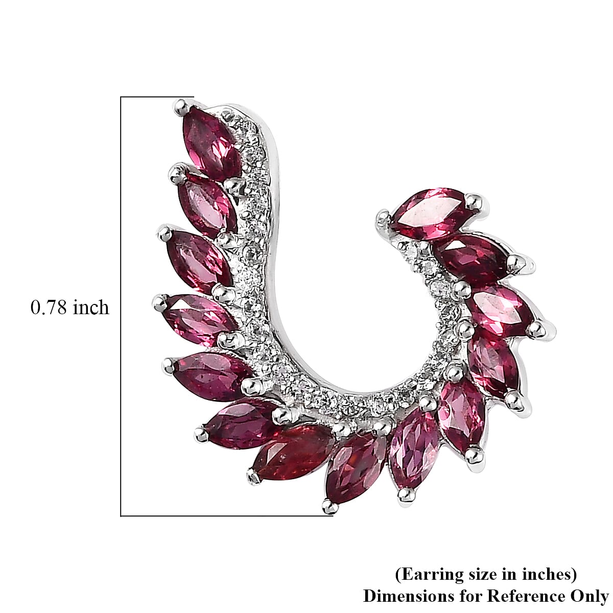 Tanzanian Rhodolite Garnet and White Zircon Earrings in Platinum Over Sterling Silver 3.20 ctw