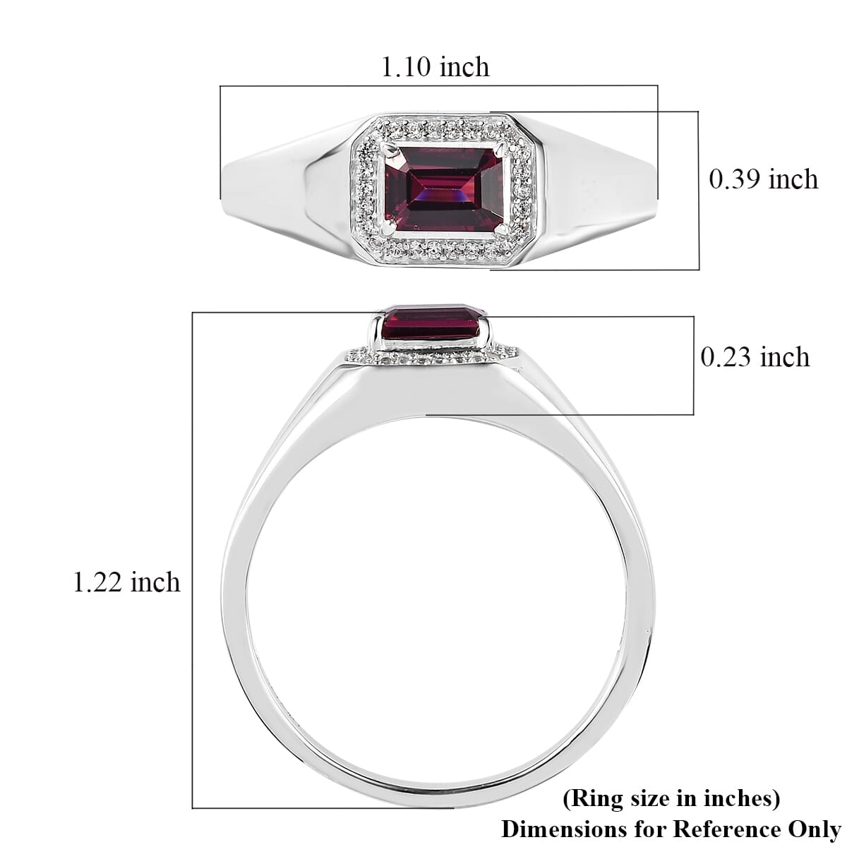 Tanzanian Rhodolite Garnet and White Zircon Men's Ring in Platinum Over Sterling Silver 1.40 ctw image number 5