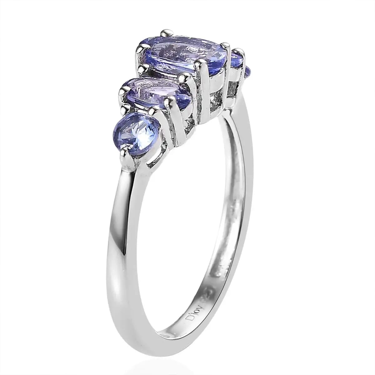Tanzanite 5 Stone Ring in Platinum Over Sterling Silver (Size 10.0) 1.10 ctw image number 8