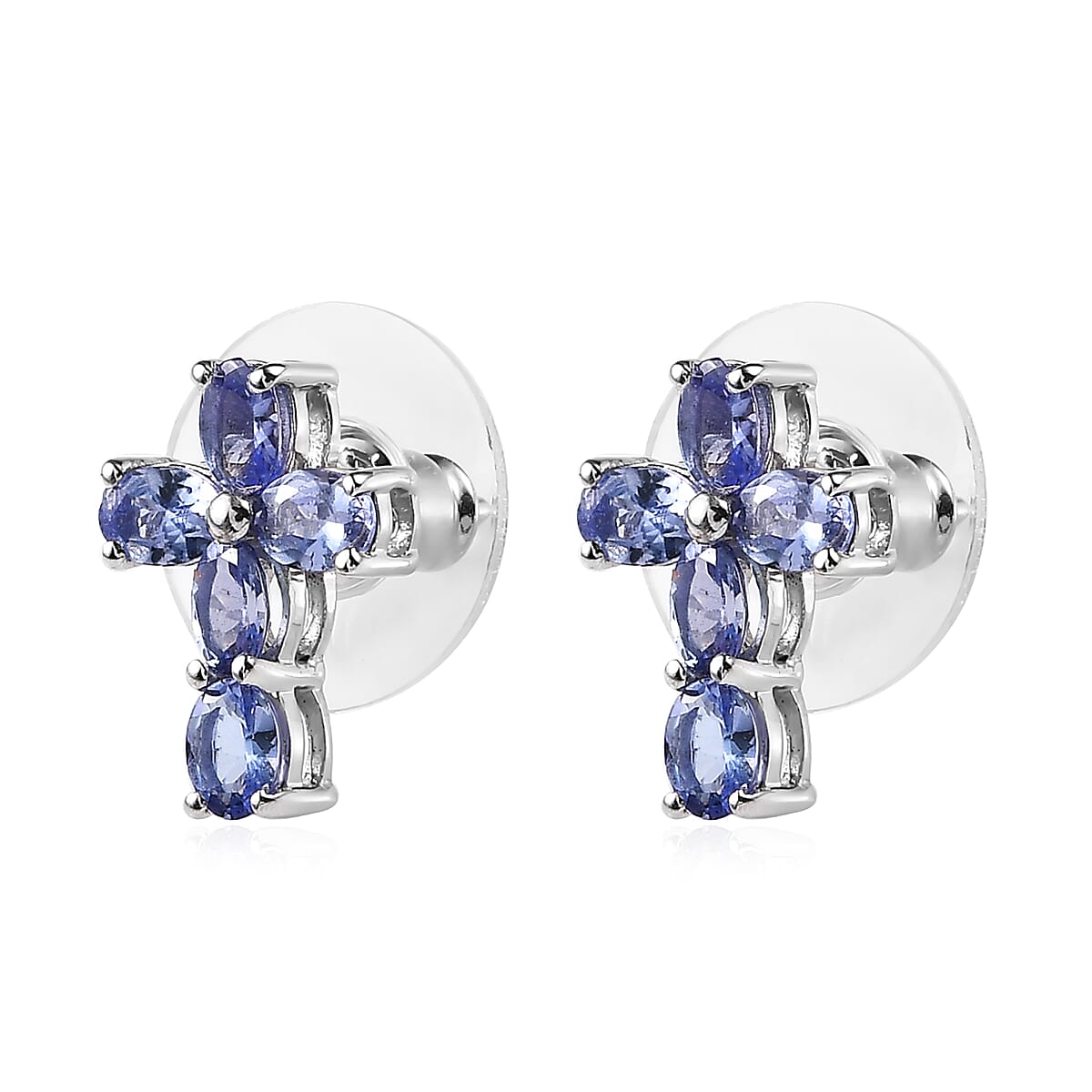 Tanzanite Cross Earrings in Platinum Over Sterling Silver 1.75 ctw image number 3