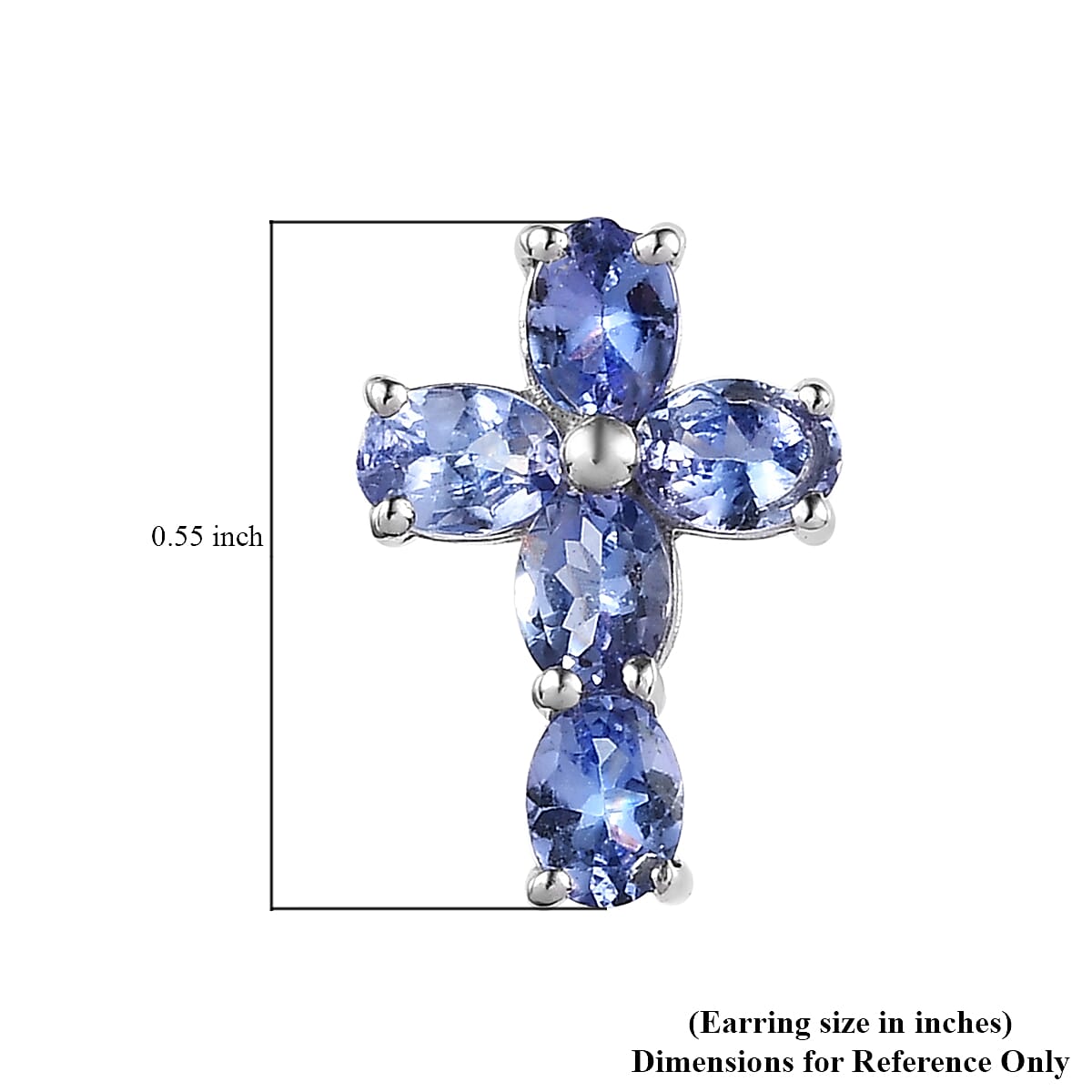 Tanzanite Cross Earrings in Platinum Over Sterling Silver 1.75 ctw image number 4