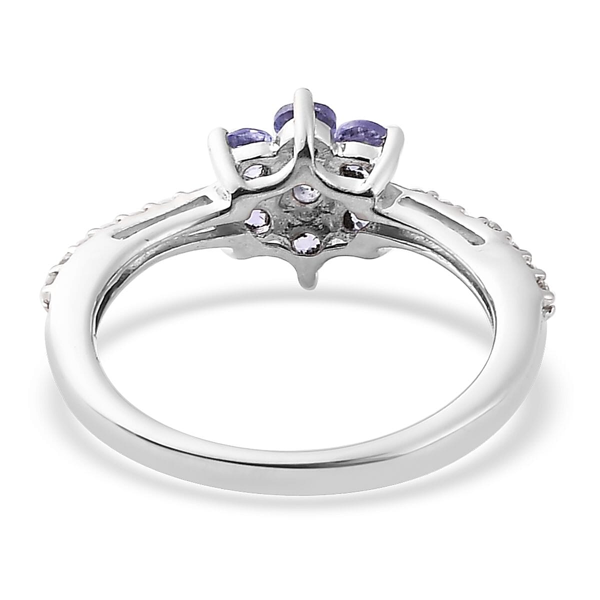Tanzanite and White Zircon Ring in Platinum Over Sterling Silver 0.70 ctw image number 4