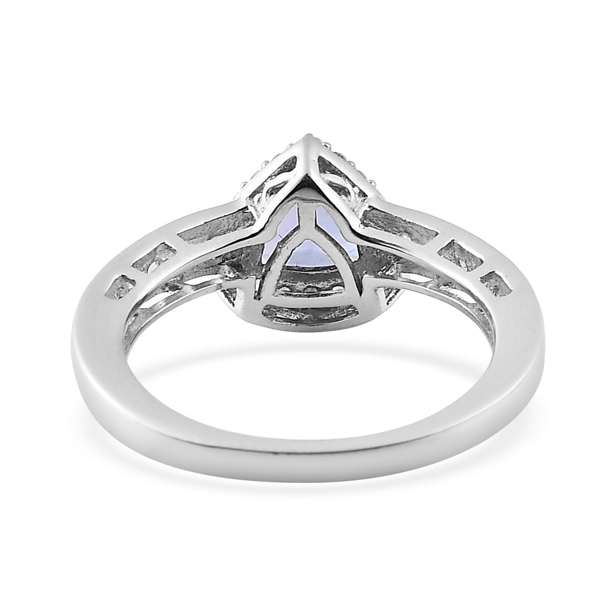 Tanzanite and White Zircon Halo Ring in Platinum Over Sterling Silver 1.00 ctw image number 4