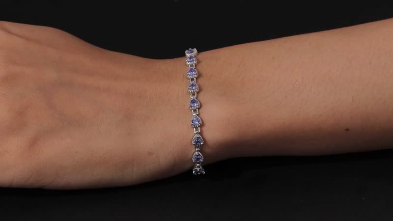 Tanzanite Link Bracelet in Platinum Over Sterling Silver (7.25 In) 3.50 ctw