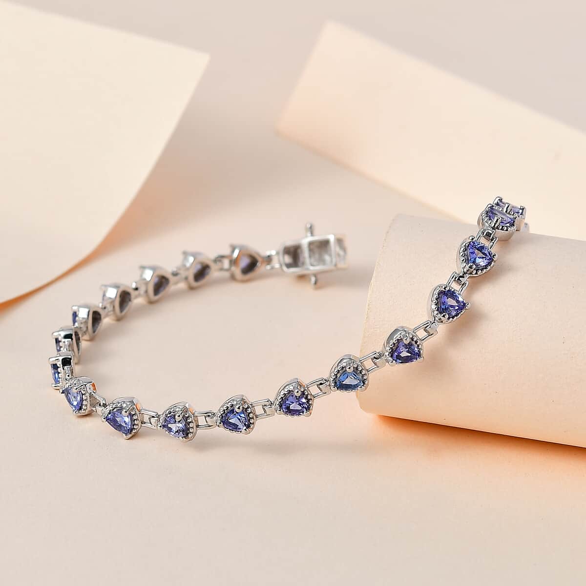 Tanzanite Link Bracelet in Platinum Over Sterling Silver (7.25 In) 3.50 ctw image number 1