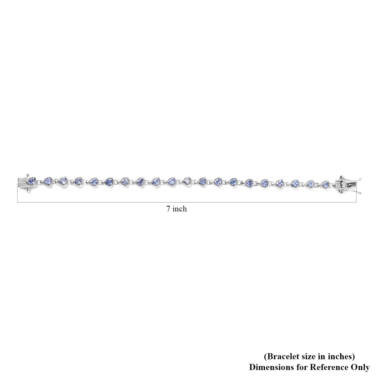 Tanzanite Link Bracelet in Platinum Over Sterling Silver (7.25 In) 3.50 ctw image number 4