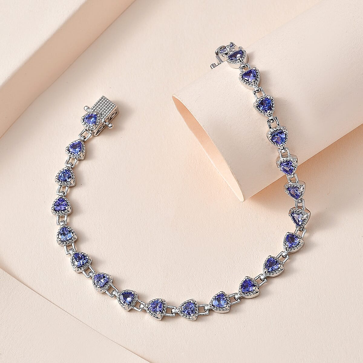 Tanzanite Link Bracelet in Platinum Over Sterling Silver (7.25 In) 3.50 ctw image number 1