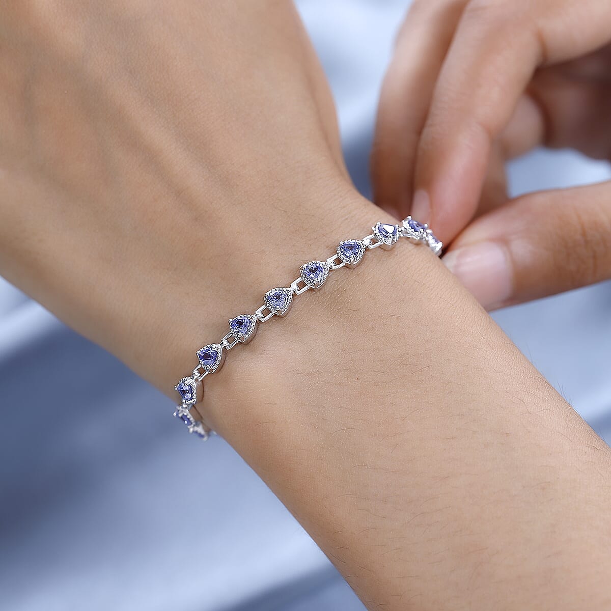 Tanzanite Link Bracelet in Platinum Over Sterling Silver (7.25 In) 3.50 ctw image number 2