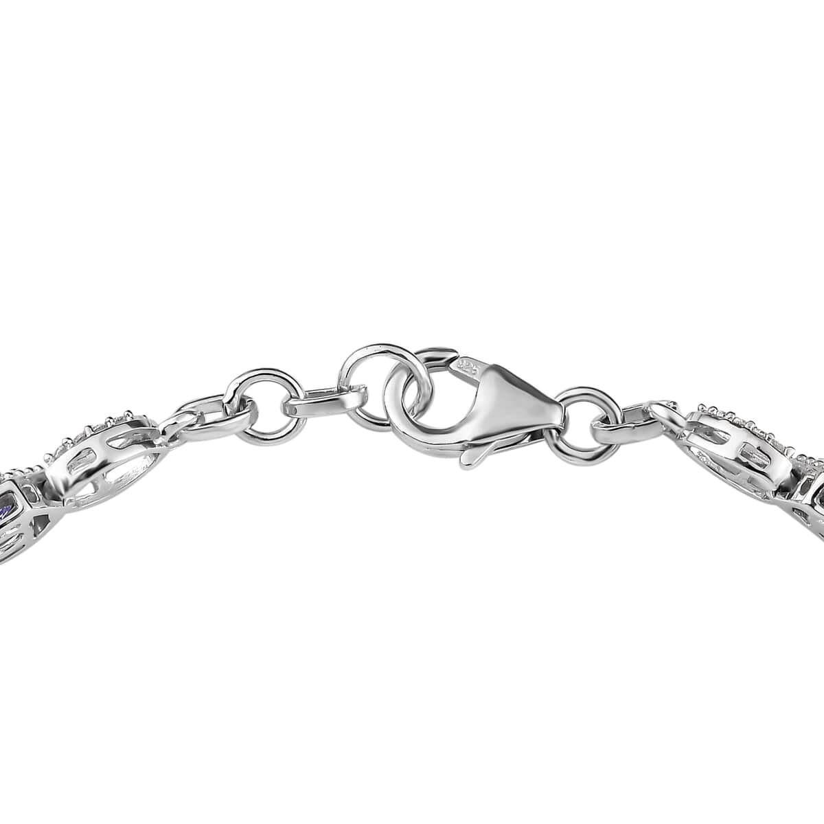 Tanzanite and White Zircon Link Bracelet in Platinum Over Sterling Silver (7.25 In) 3.20 ctw image number 3