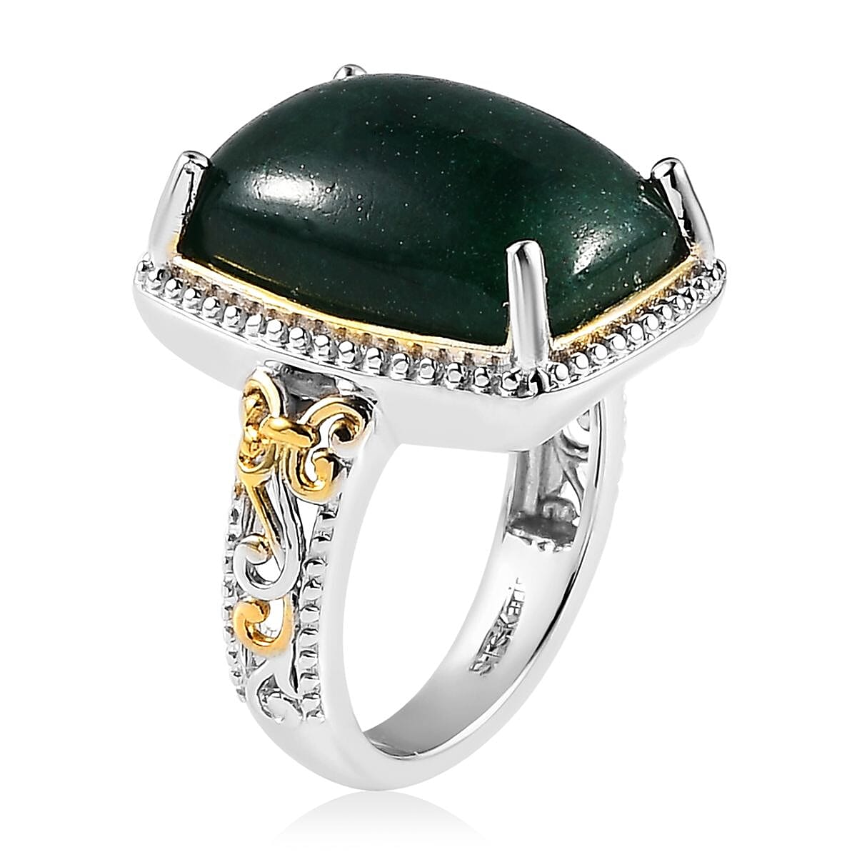 Karis Green Aventurine Ring in 18K YG Plated and Platinum Bond 10.60 ctw image number 3