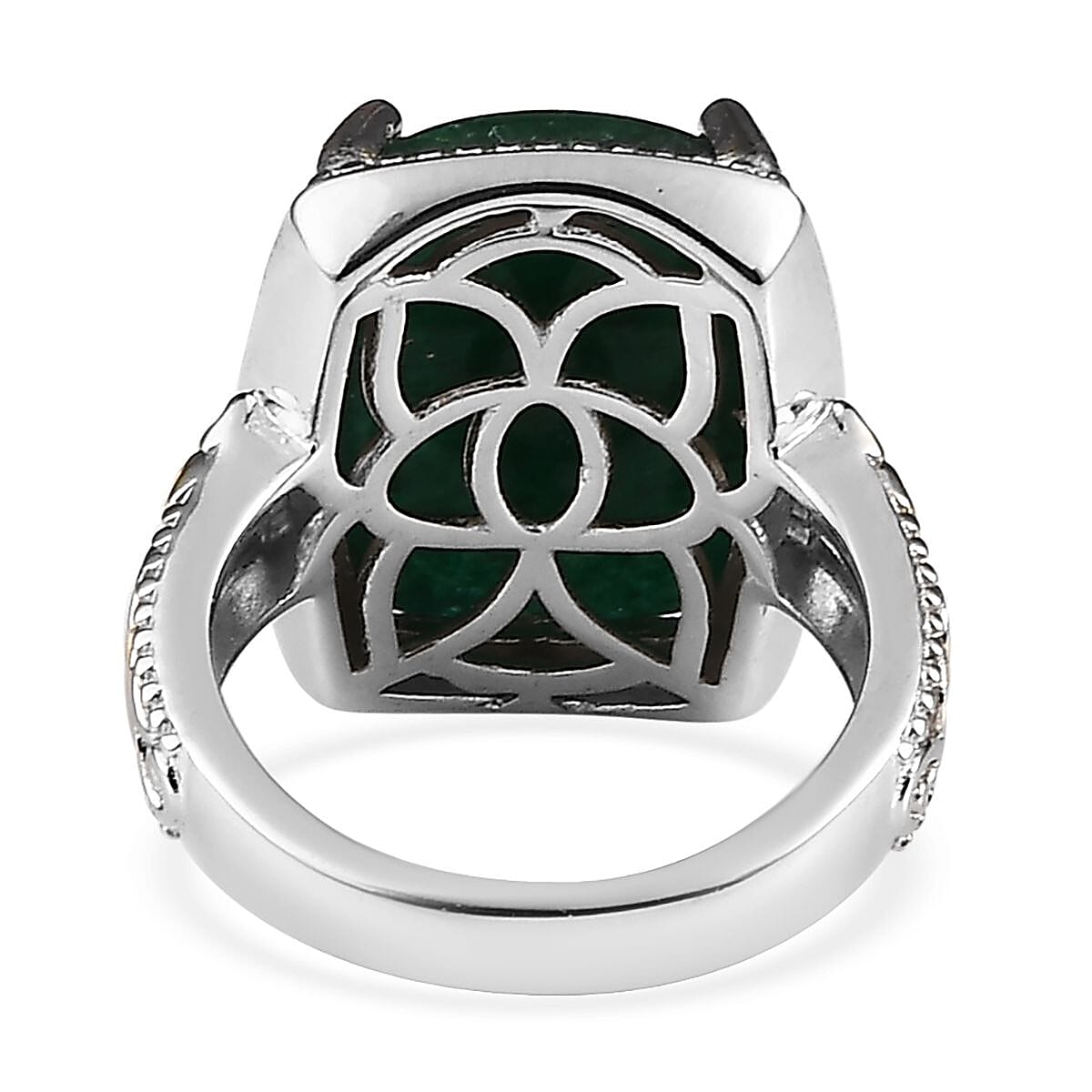 Karis Green Aventurine Ring in 18K YG Plated and Platinum Bond (Size 10.0) 10.60 ctw
