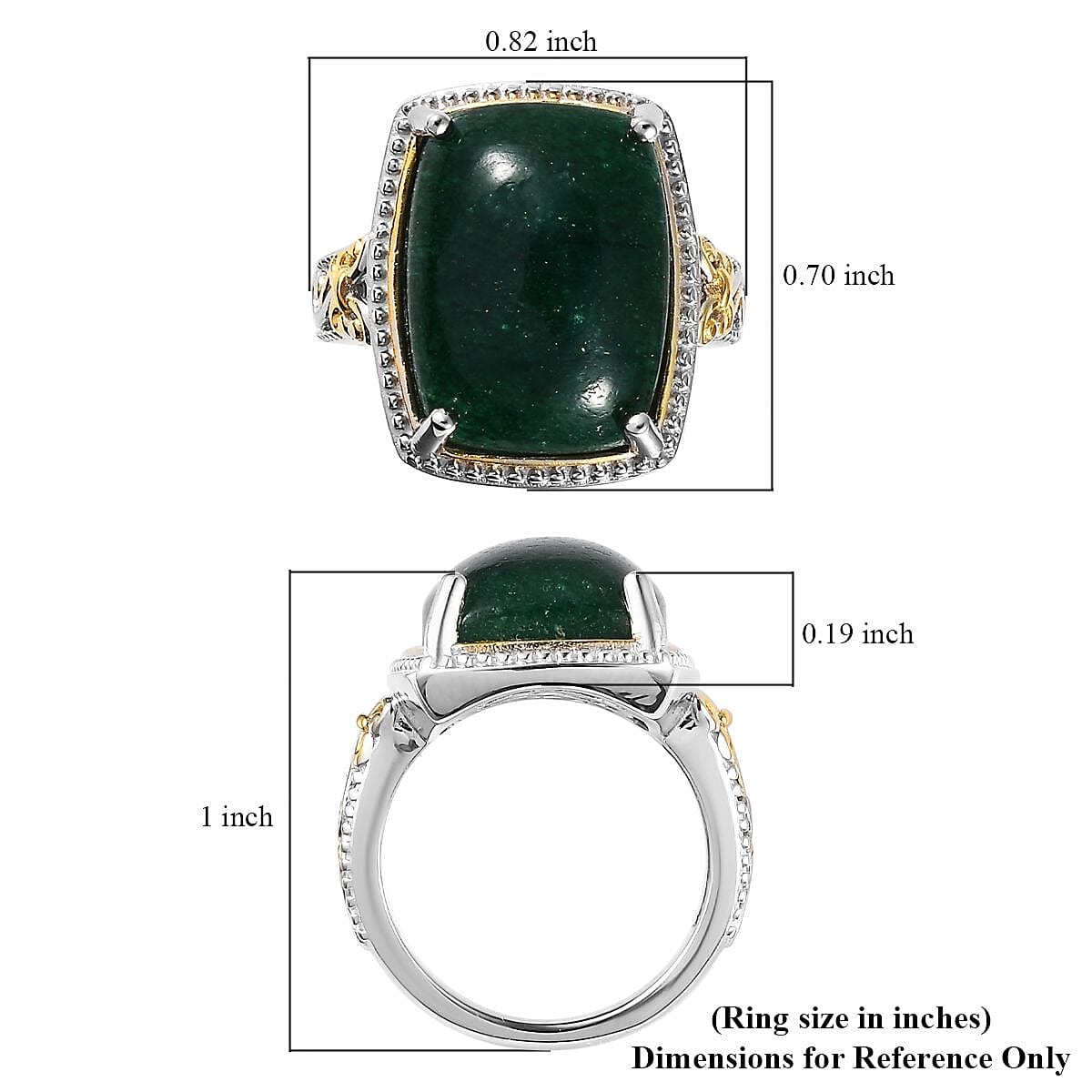 Karis Green Aventurine Ring in 18K YG Plated and Platinum Bond (Size 10.0) 10.60 ctw