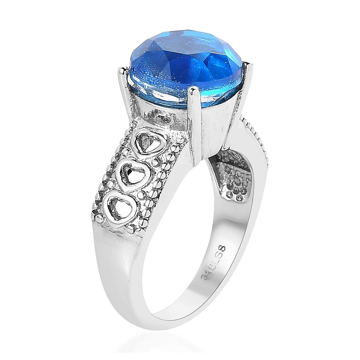 Caribbean Quartz (Triplet) Solitaire Ring in Stainless Steel (Size 10.0) 3.75 ctw image number 3