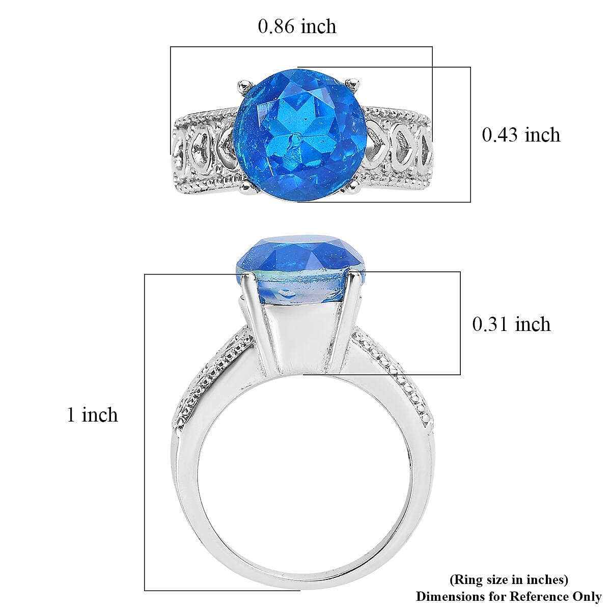 Caribbean Quartz (Triplet) Solitaire Ring in Stainless Steel (Size 10.0) 3.75 ctw image number 5
