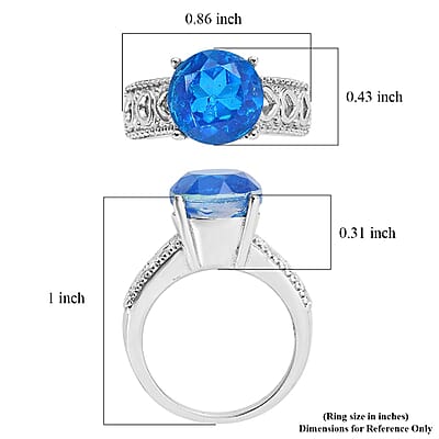 Caribbean Quartz (Triplet) Solitaire Ring in Stainless Steel (Size 10.0) 3.75 ctw