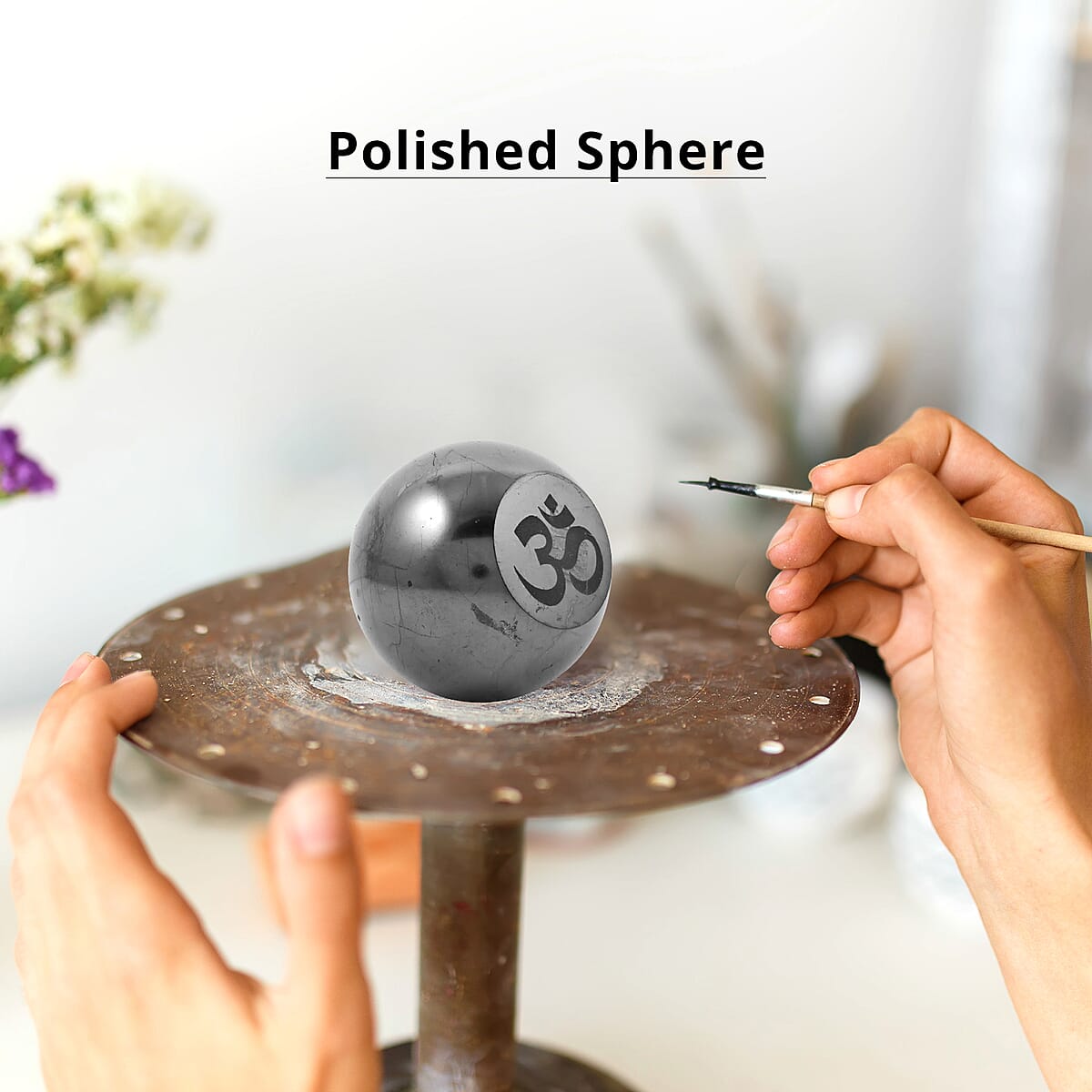 Shungite Engraved Sphere 5cm -OM image number 1