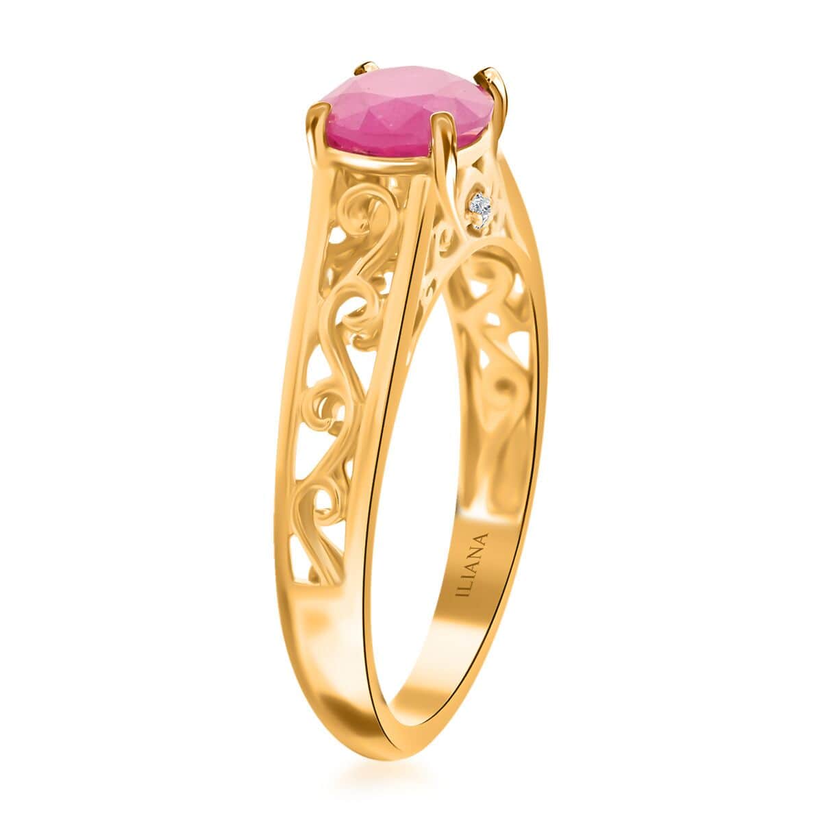 Certified and Appraised Iliana 18K Yellow Gold AAA Mozambique Ruby, Diamond (G-H, SI) Ring (Size 10.0) (4.30 g) (Del. in 5-7 Days) 1.60 ctw image number 3