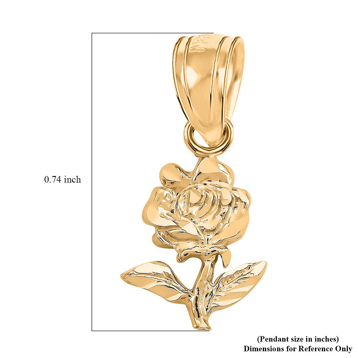 Made in America 10K Yellow Gold Rose Pendant 0.50 Grams image number 4