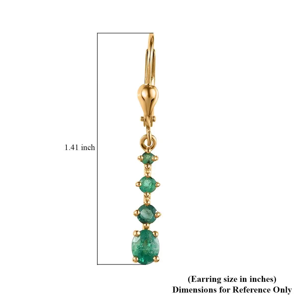 Premium Brazilian Emerald Lever Back Earrings in Vermeil Yellow Gold Over Sterling Silver 1.10 ctw image number 5