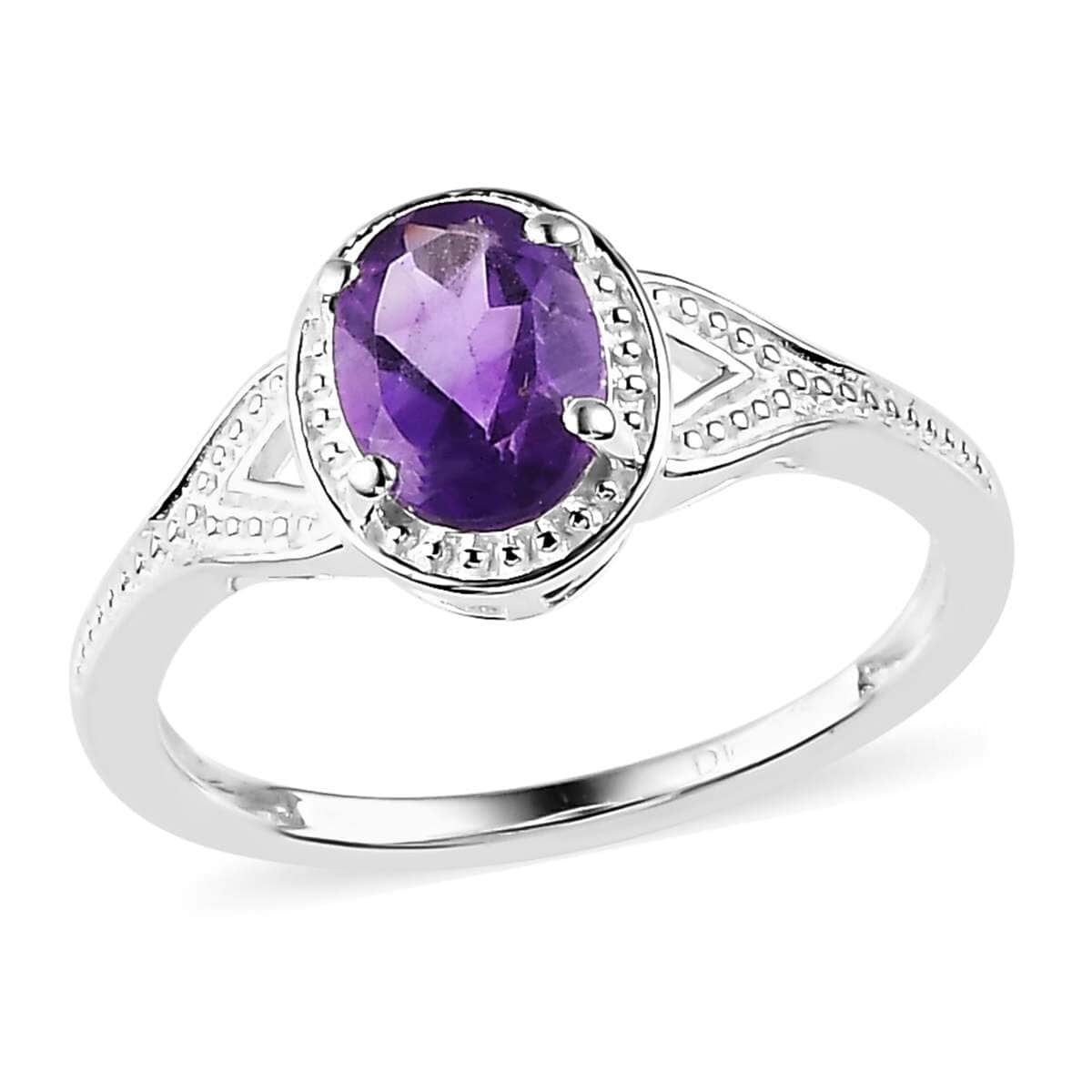 Amethyst Solitaire Ring in Sterling Silver (Size 10.0) 1.15 ctw image number 0