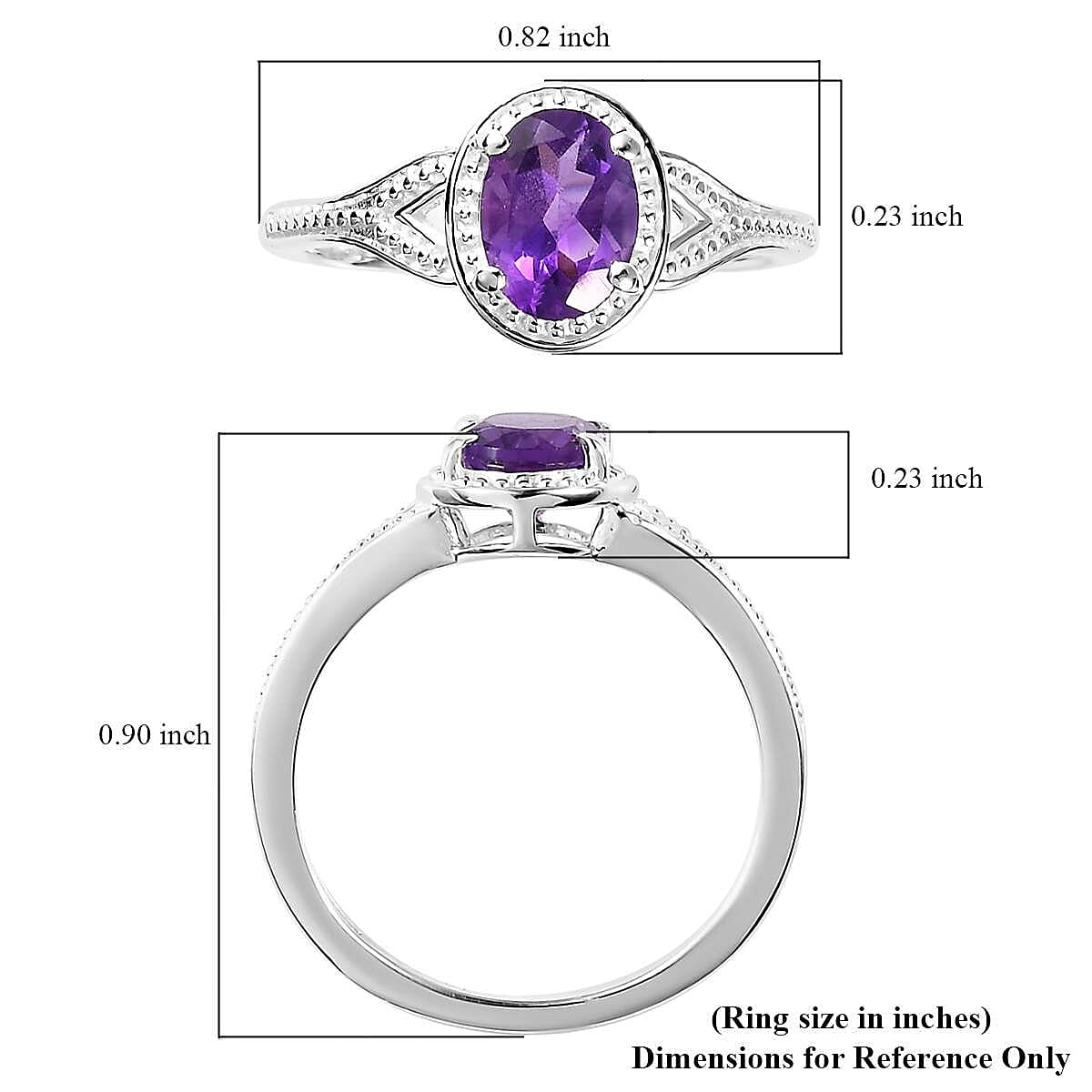 Amethyst Solitaire Ring in Sterling Silver (Size 10.0) 1.15 ctw