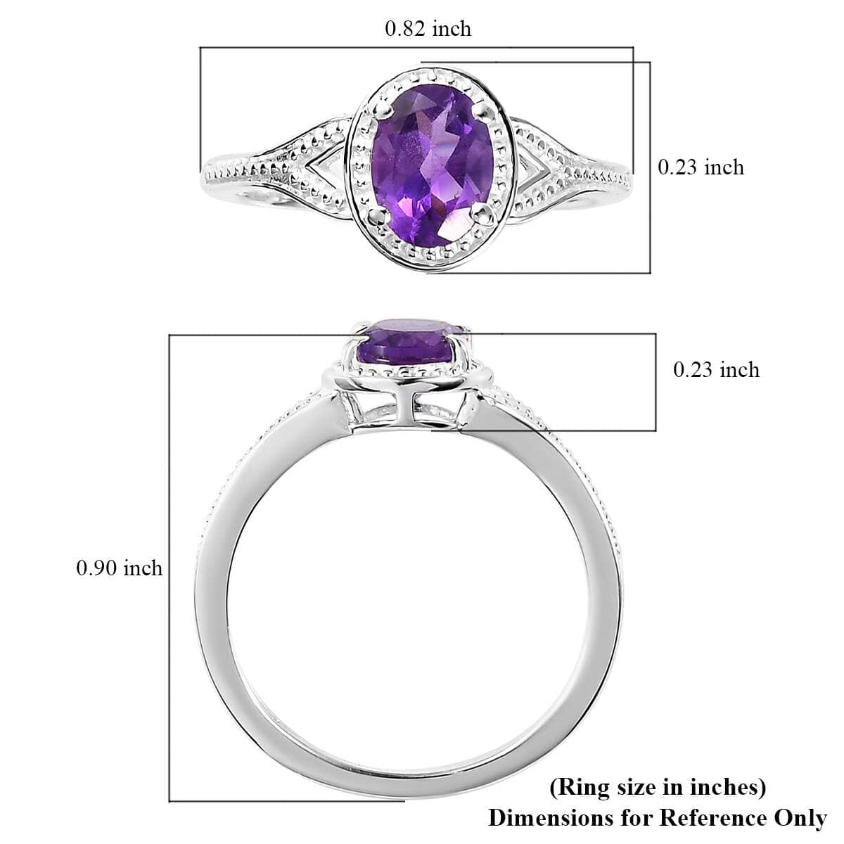 Amethyst Solitaire Ring in Sterling Silver (Size 10.0) 1.15 ctw image number 5