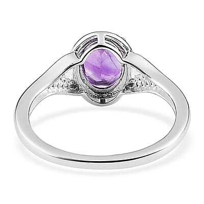 Amethyst Solitaire Ring in Sterling Silver (Size 11.0) 1.15 ctw