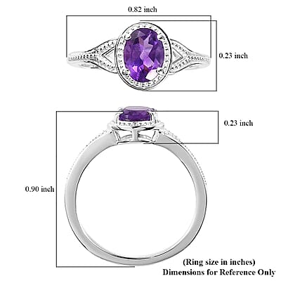 Amethyst Solitaire Ring in Sterling Silver (Size 11.0) 1.15 ctw