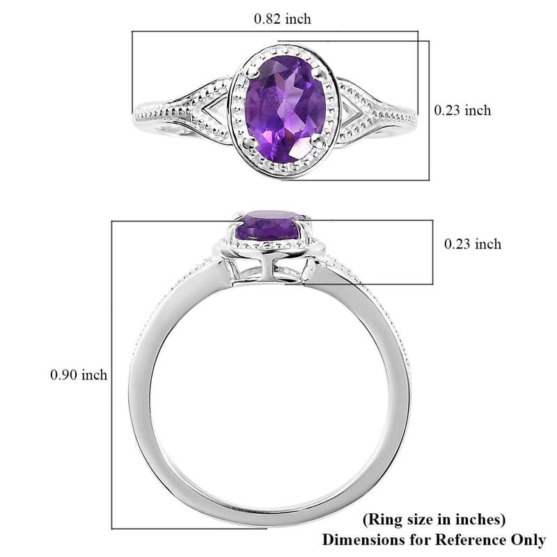 Amethyst Solitaire Ring in Sterling Silver (Size 11.0) 1.15 ctw
