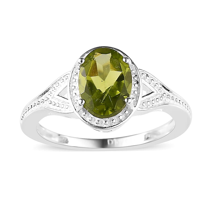 Peridot Solitaire Ring in Sterling Silver (Size 11.0) 1.25 ctw