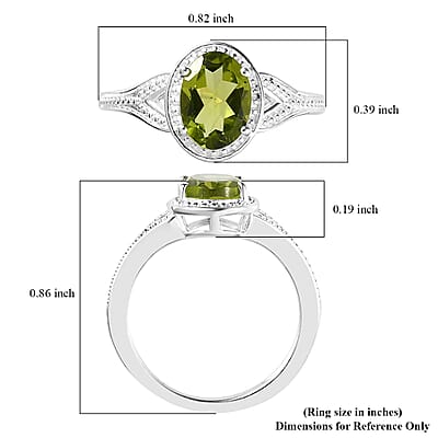 Peridot Solitaire Ring in Sterling Silver (Size 11.0) 1.25 ctw