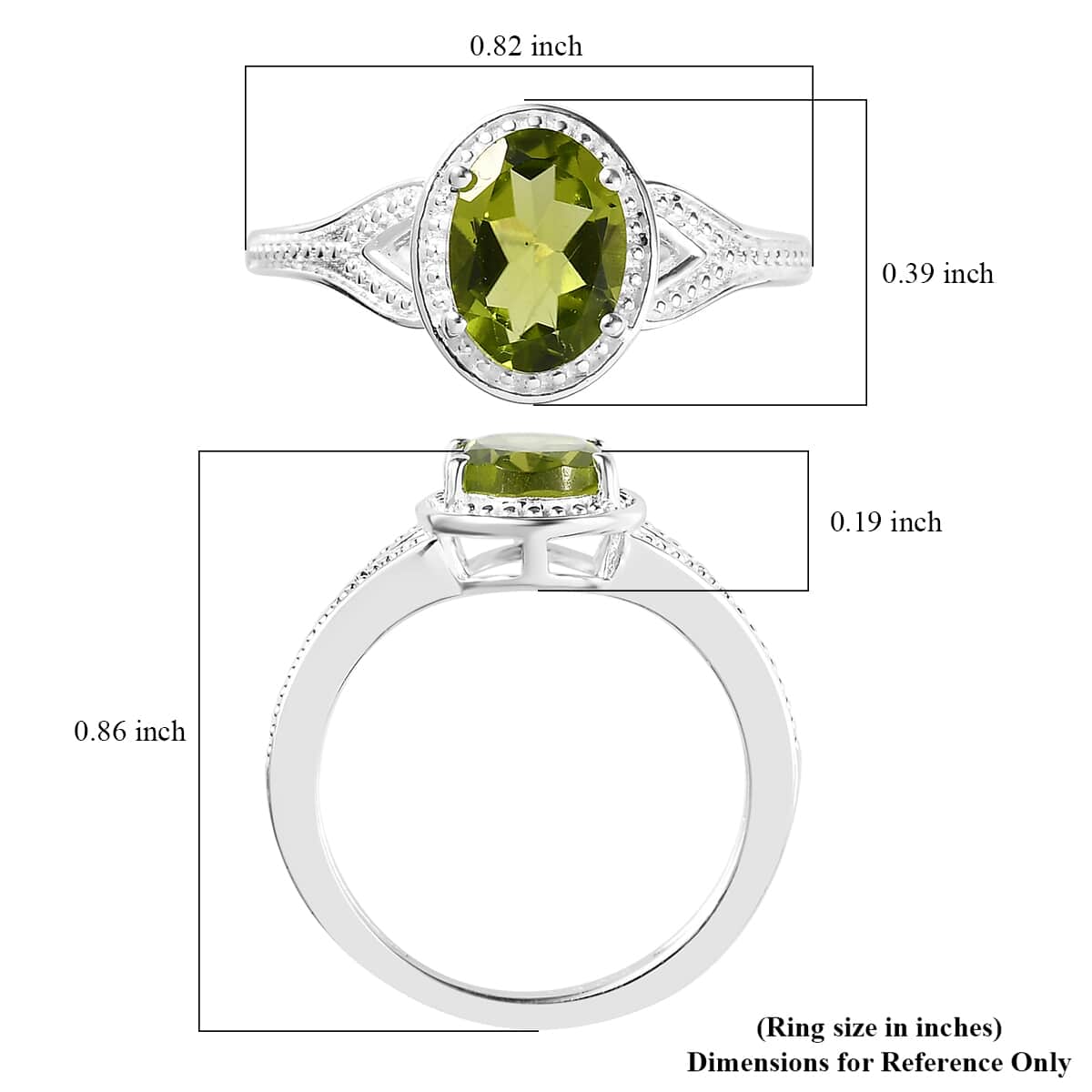 Peridot Solitaire Ring in Sterling Silver (Size 9.0) 1.25 ctw image number 5