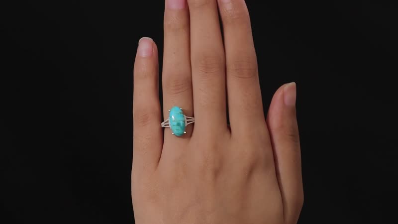 Freshened Turquoise Elongated Ring in Sterling Silver 8.00 3.65 ctw