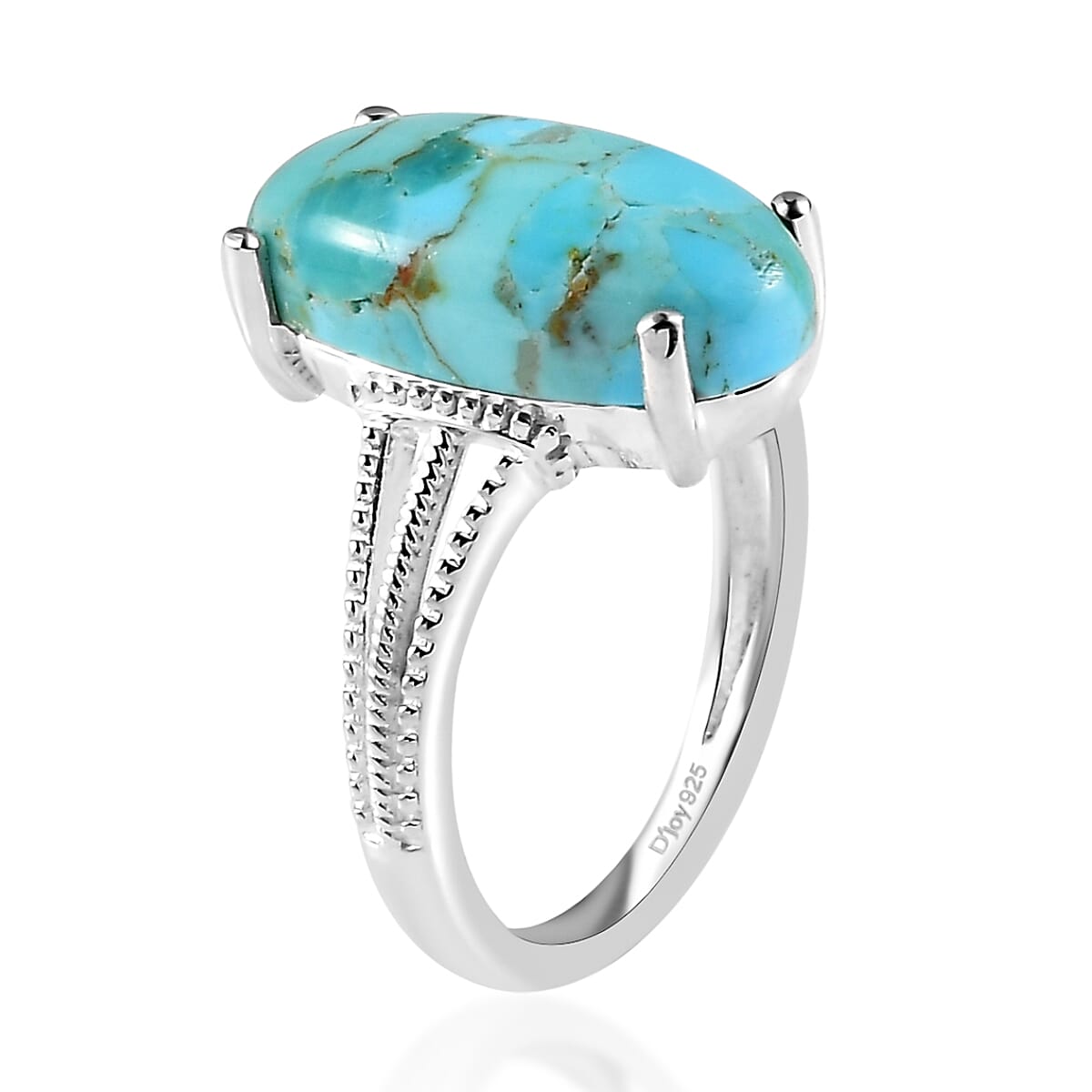 Turquoise Elongated Ring in Sterling Silver 8.00 (Size 10.0) 3.65 ctw