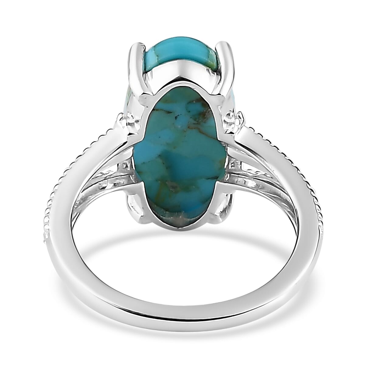 Turquoise Elongated Ring in Sterling Silver 8.00 (Size 10.0) 3.65 ctw