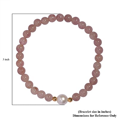 Tanzanian Natronite and Freshwater Pearl Stretch Bracelet in 14K YG Over Sterling Silver 59.80 ctw