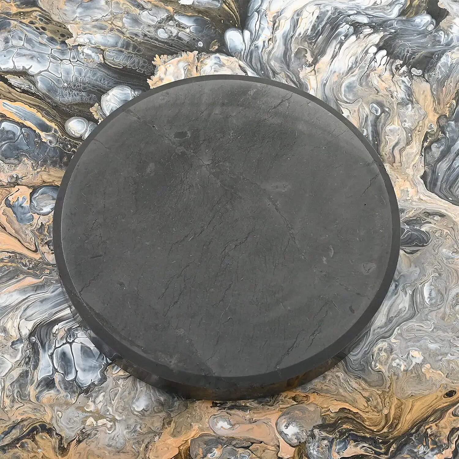 Shungite Plain Round Tile 10cm