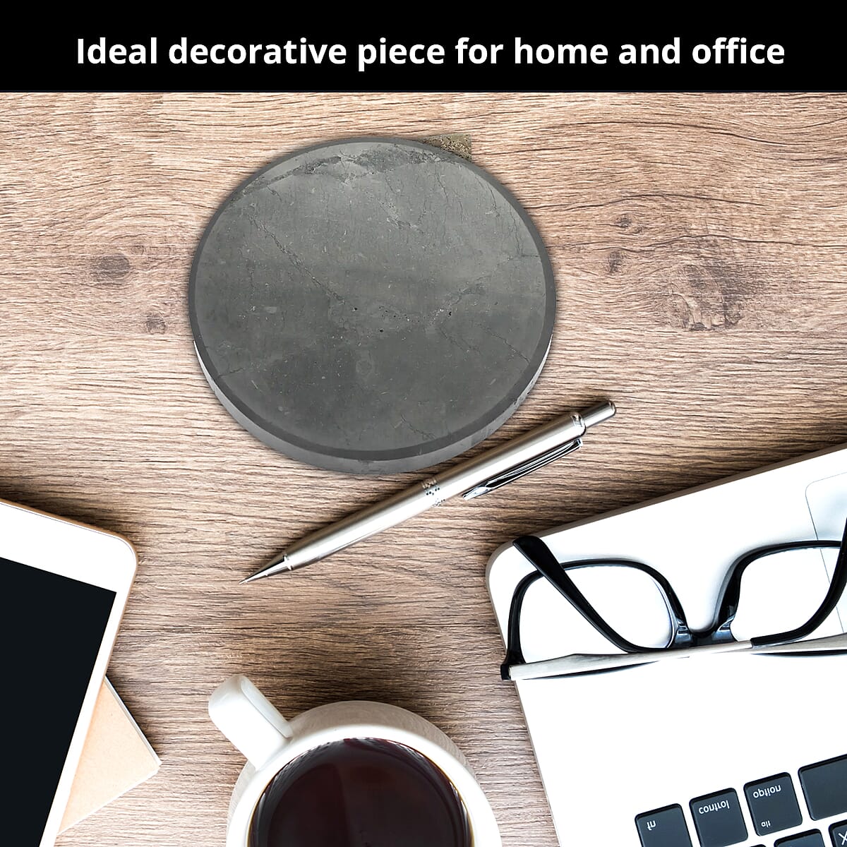 Shungite Plain Round Tile 10cm image number 3