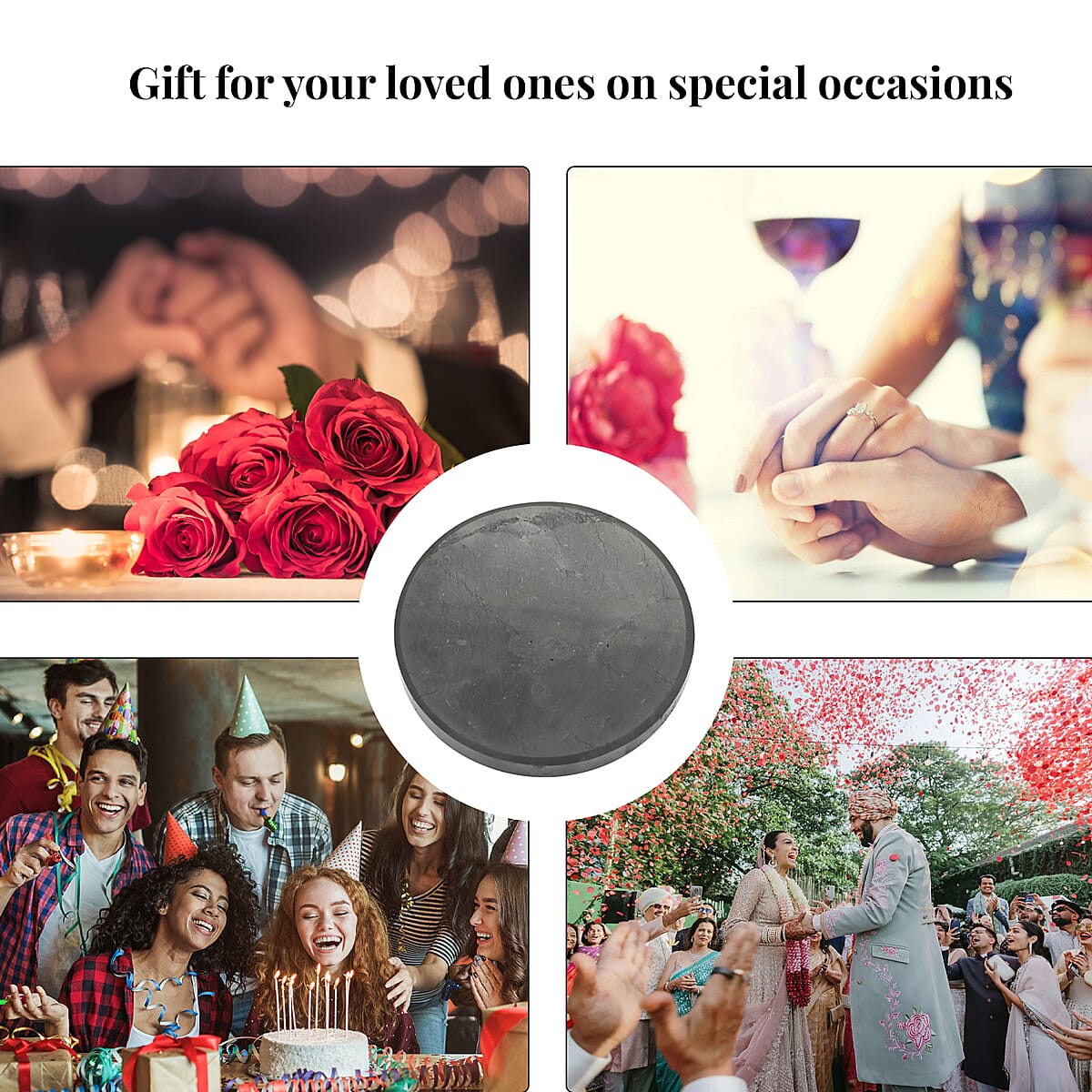 Shungite Plain Round Tile 10cm image number 4