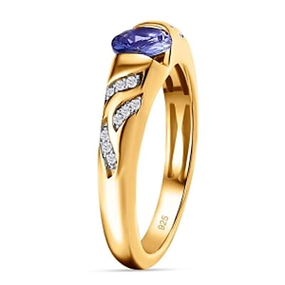 Tanzanite and White Zircon0.52 ctw Ring in 14K YG Over Sterling Silver (Size 9)