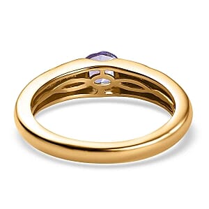 Tanzanite and White Zircon0.52 ctw Ring in 14K YG Over Sterling Silver (Size 9)