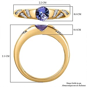 Tanzanite and White Zircon0.52 ctw Ring in 14K YG Over Sterling Silver (Size 9)
