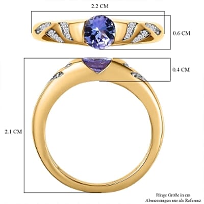 Tanzanite and White Zircon0.52 ctw Ring in 14K YG Over Sterling Silver (Size 9)