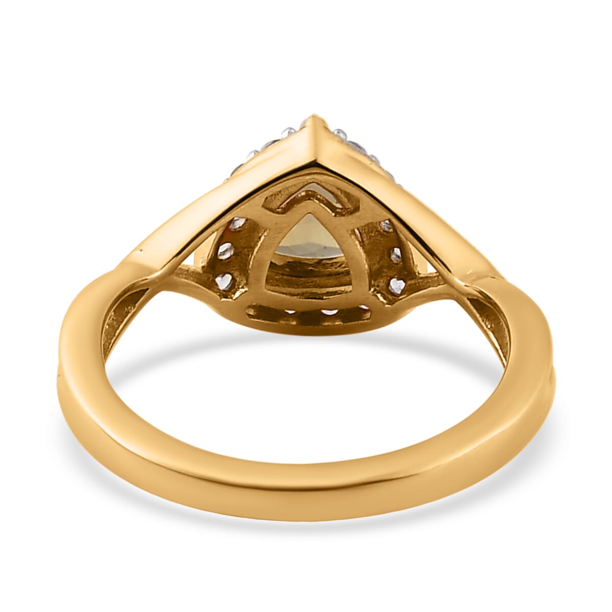 Golden Tanzanite and White Zircon Split Shank Ring in Vermeil Yellow Gold Over Sterling Silver 1.20 ctw image number 4