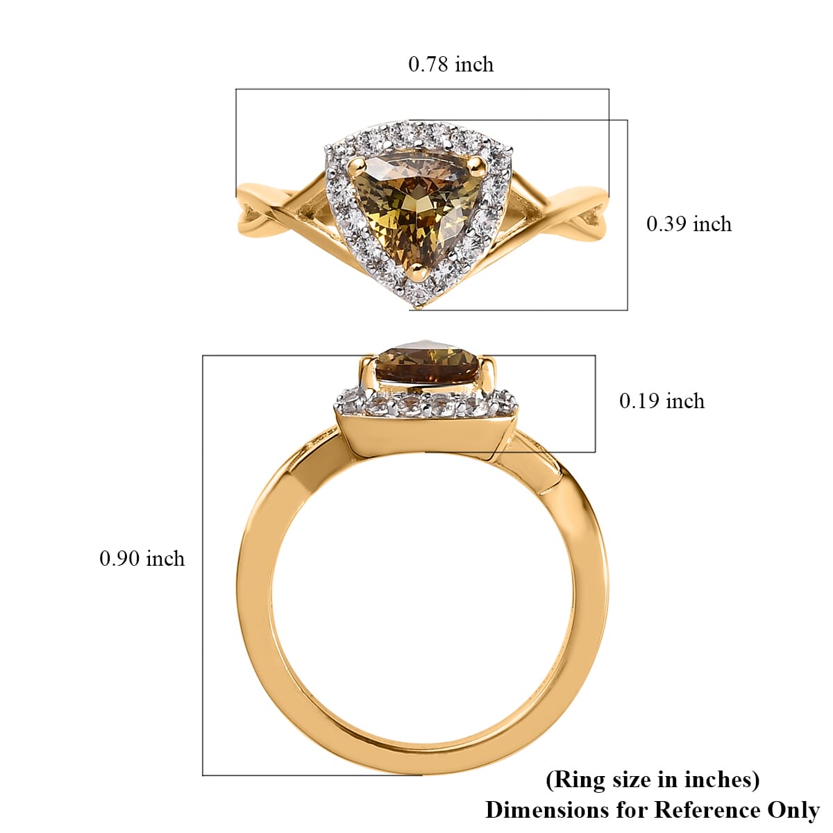 Golden Tanzanite and White Zircon Split Shank Ring in Vermeil Yellow Gold Over Sterling Silver 1.20 ctw image number 5