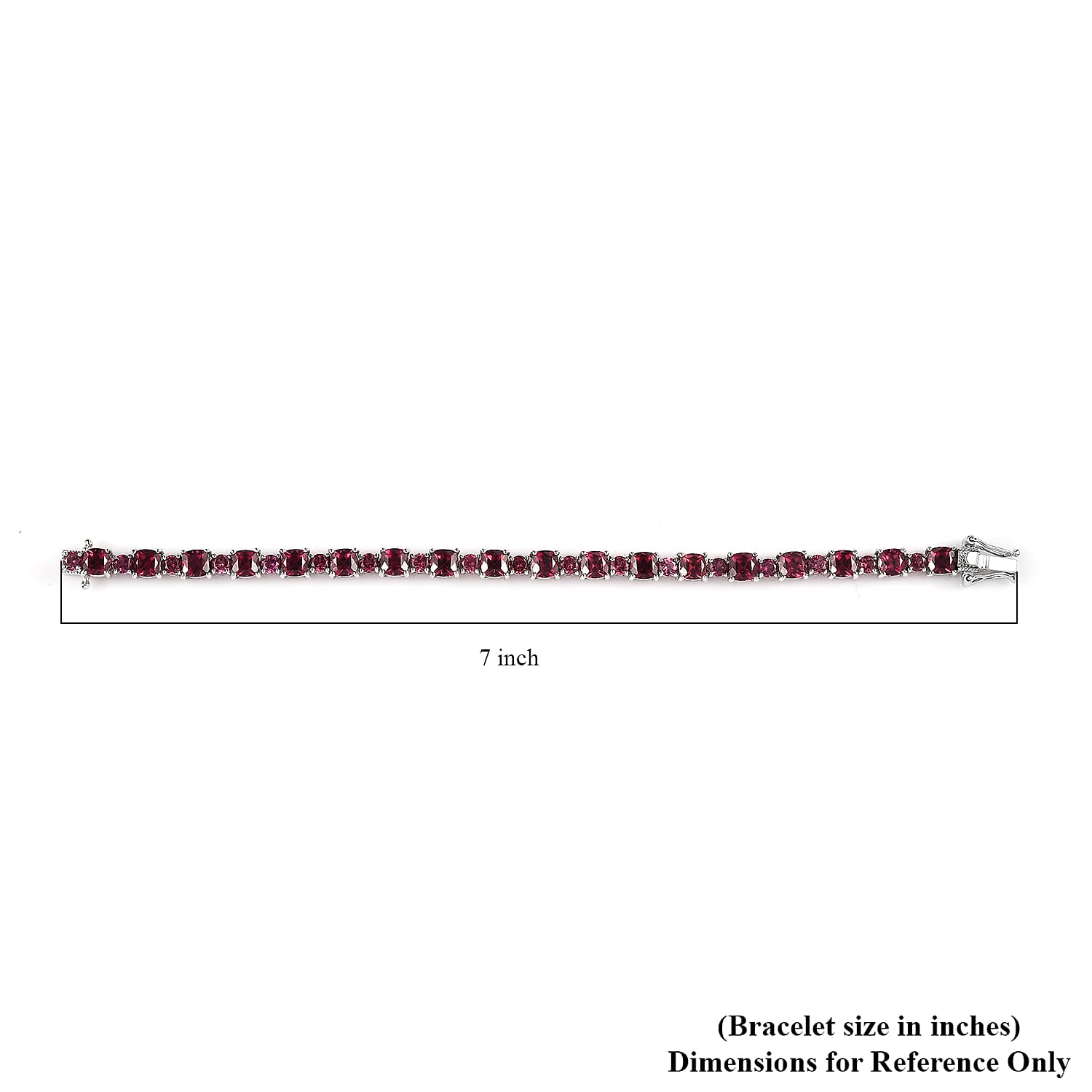 Tanzanian Rhodolite Garnet Bracelet in Platinum Over Sterling Silver (6.50 In) 15.60 ctw