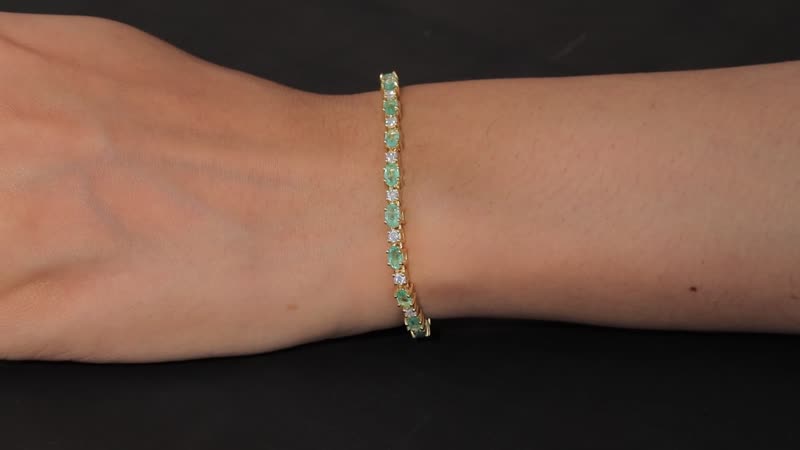 Ethiopian Emerald and Moissanite Tennis Bracelet in Vermeil Yellow Gold Over Sterling Silver (8.00 In) 7.50 ctw