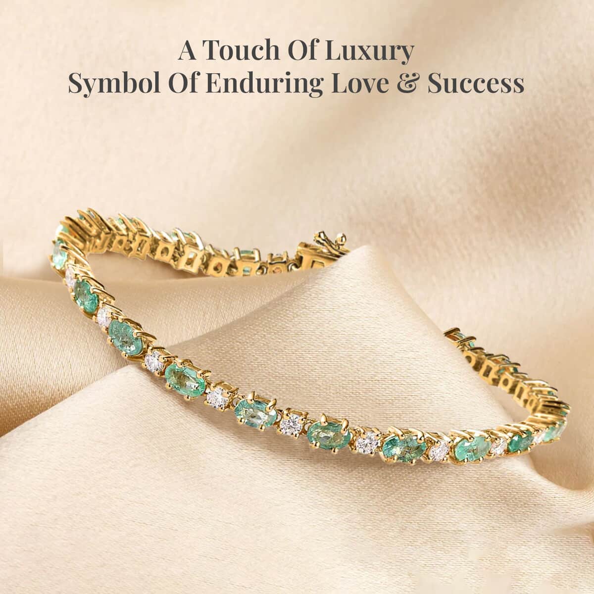 Ethiopian Emerald and Moissanite Tennis Bracelet in Vermeil Yellow Gold Over Sterling Silver (8.00 In) 7.50 ctw image number 3